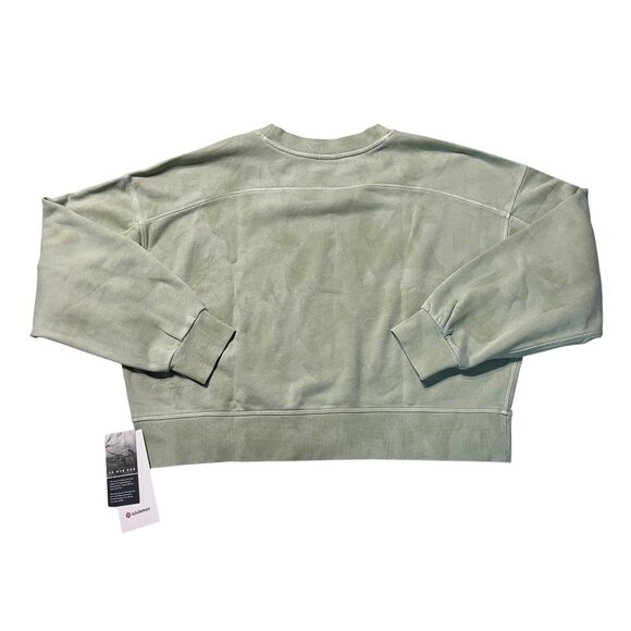 Lululemon Perfectly Oversized Cropped Crew Tie Dye Sweatshirt Sz 10 Light Green - Picture 2 of 3